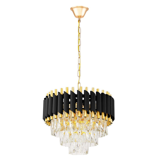 CLASSIC BLACK AND GOLD MAZINI D40 CRYSTAL CHANDELIER - LuminaLux