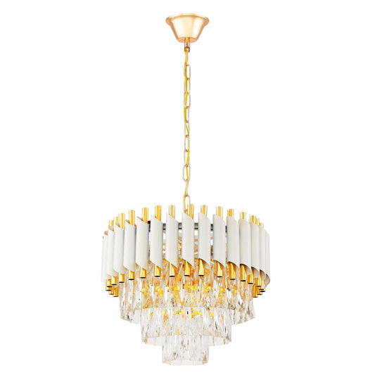 CLASSIC CRYSTAL CHANDELIER WHITE AND GOLD MAZINI D40 - LuminaLux